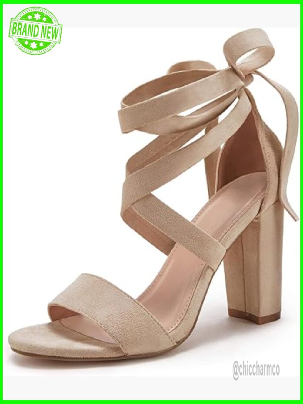 Strappy Lace Up Chunky Block Heeled Sandals Open Toe Suede